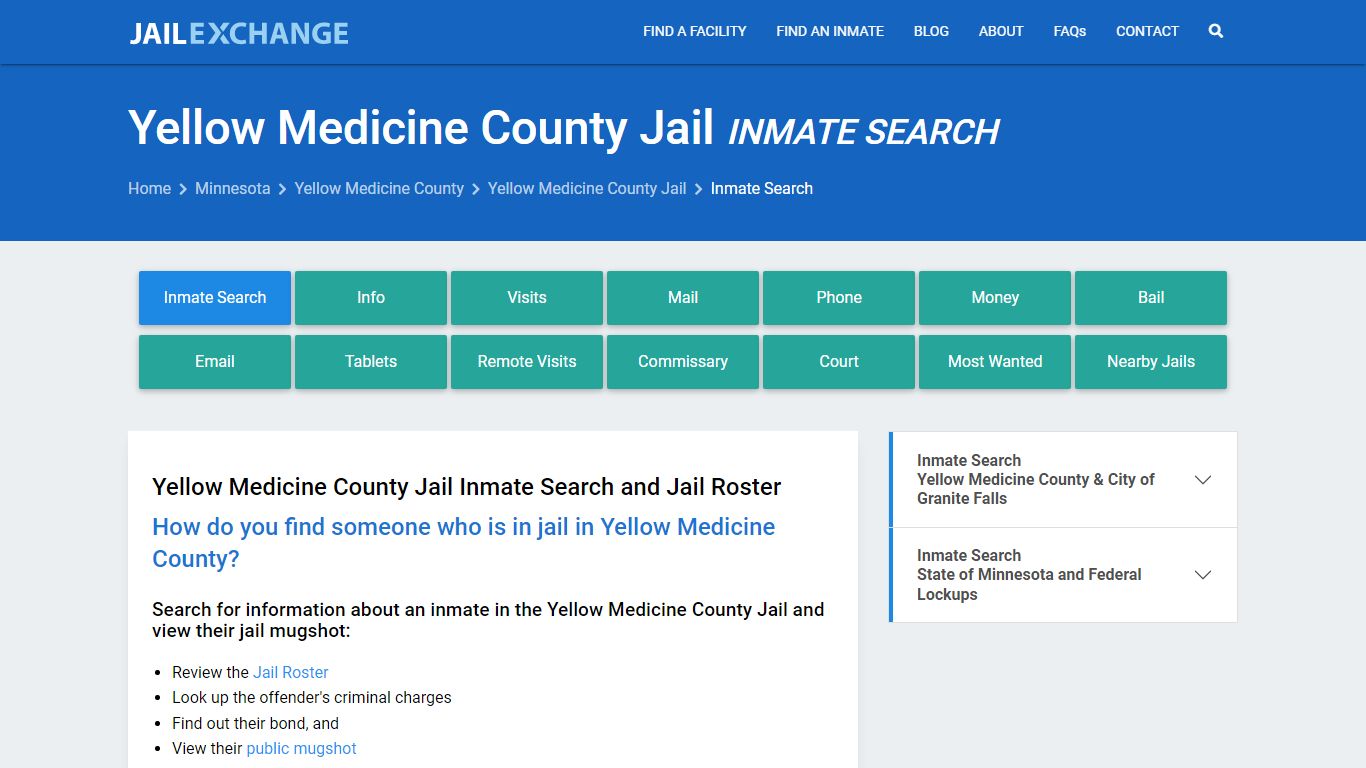 Yellow Medicine County Jail Inmate Search - Jail Exchange